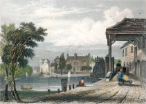 Hampton Court Bridge,hotels and inns Castle,river view,prints